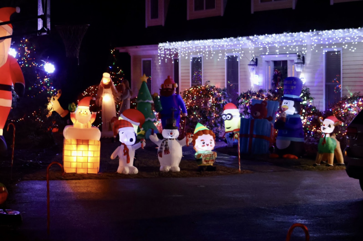 Many decorations are placed around a house in Wayland as a tradition to make the Stewart families front yard a winter wonderland. While it may seem simple to others, decorating their house brings the Stewart family together for the holidays and has made this time of the year more cheerful for all of them. “Adding something new each year keeps it fun and the kids each choose something to add,” L. Stewart said. 
